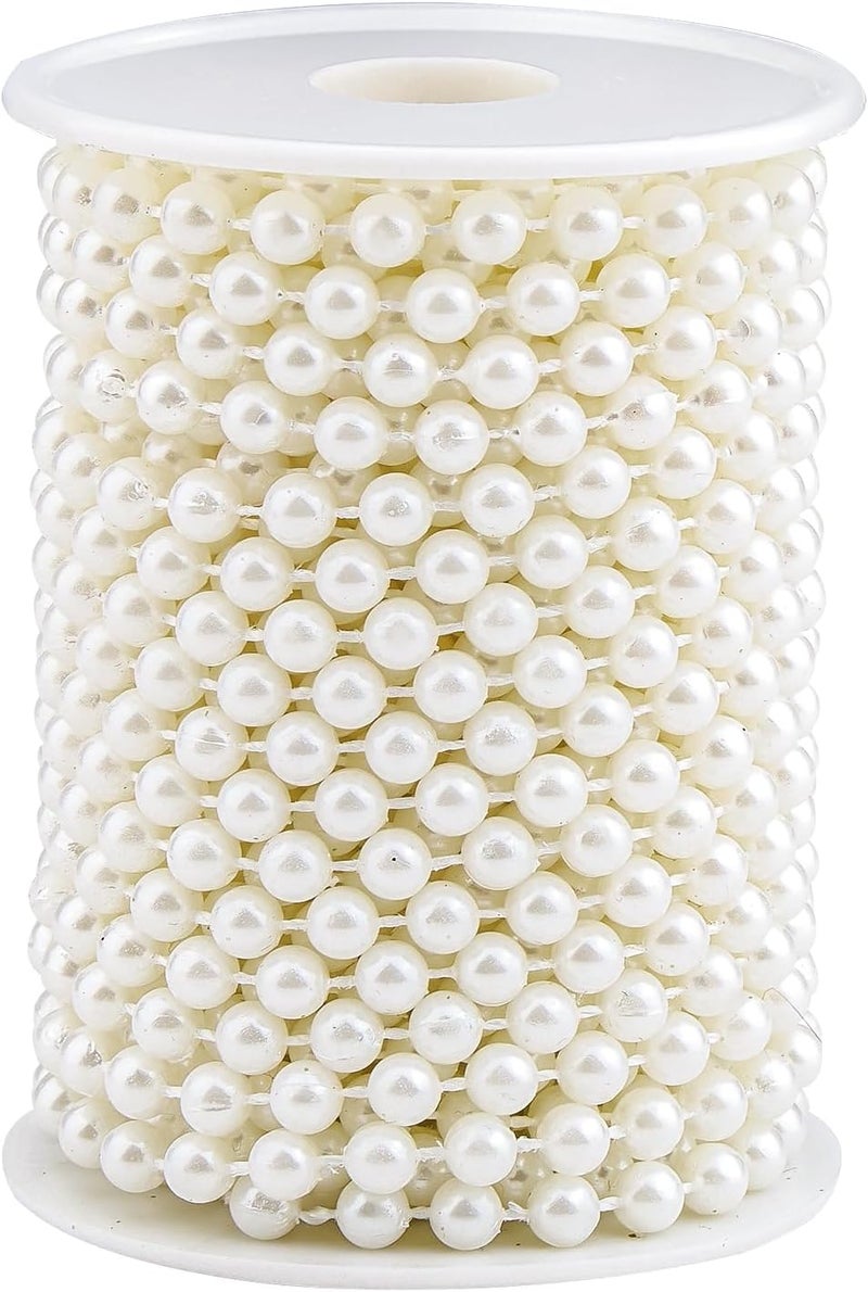 AdasBridal Craft String Pearls Bead 6MM, 33 Feet Ivory Fake Pearl Garland Beads Trim for Wedding Christmas Tree Decorations DIY - Image 1